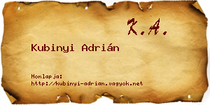 Kubinyi Adrián névjegykártya